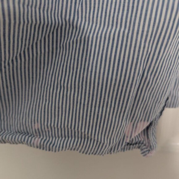 Talbots Stripe Shirt Womens Size 2X Blue 3/4 Sleeves Boho Lace Ruffle Cotton - Picture 7 of 15